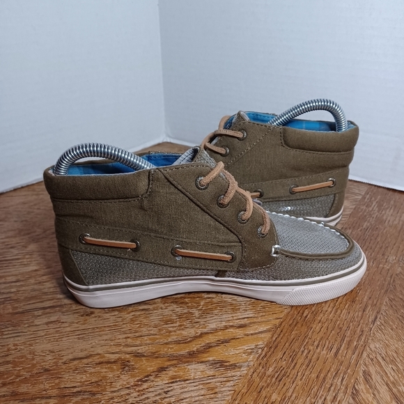 Sperry Womens Top-Sider Shoes Sz 5.5 Sequins Olive Green Hightops Lace Up. See p - Picture 4 of 9